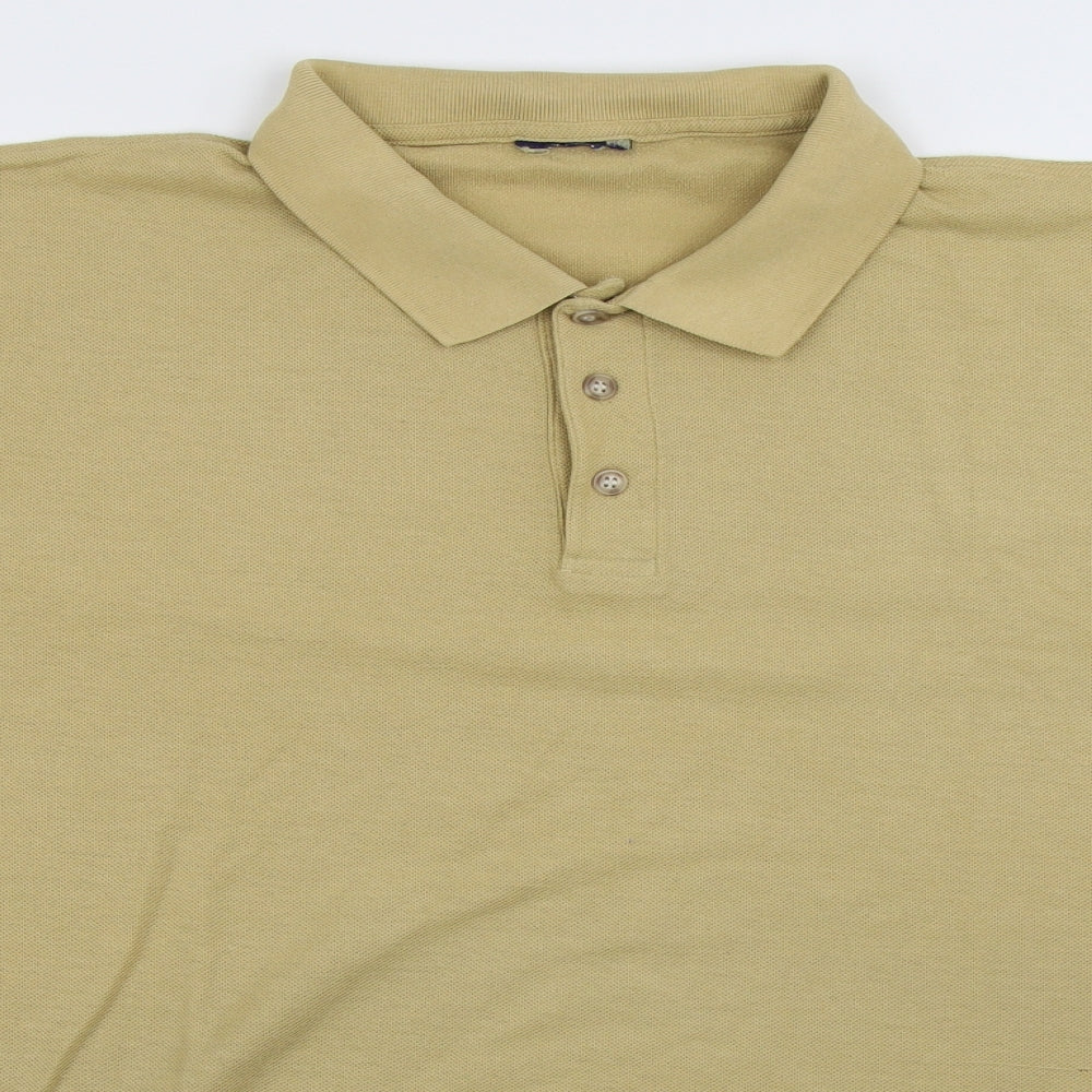 Preworn Mens Beige Polyester Polo Size 2XL Collared Button
