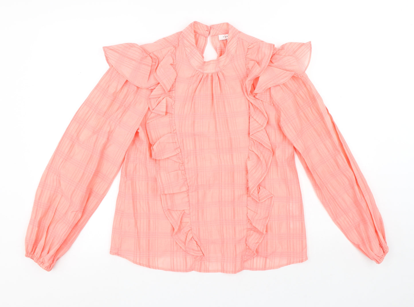 Topshop Womens Pink Viscose Basic Blouse Size 6 High Neck