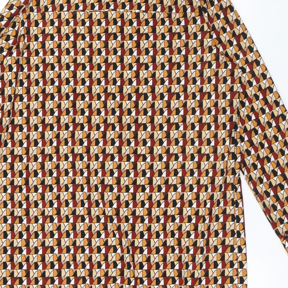 PRETTYLITTLETHING Womens Multicoloured Geometric Polyester Shirt Dress Size 6 Collared Button