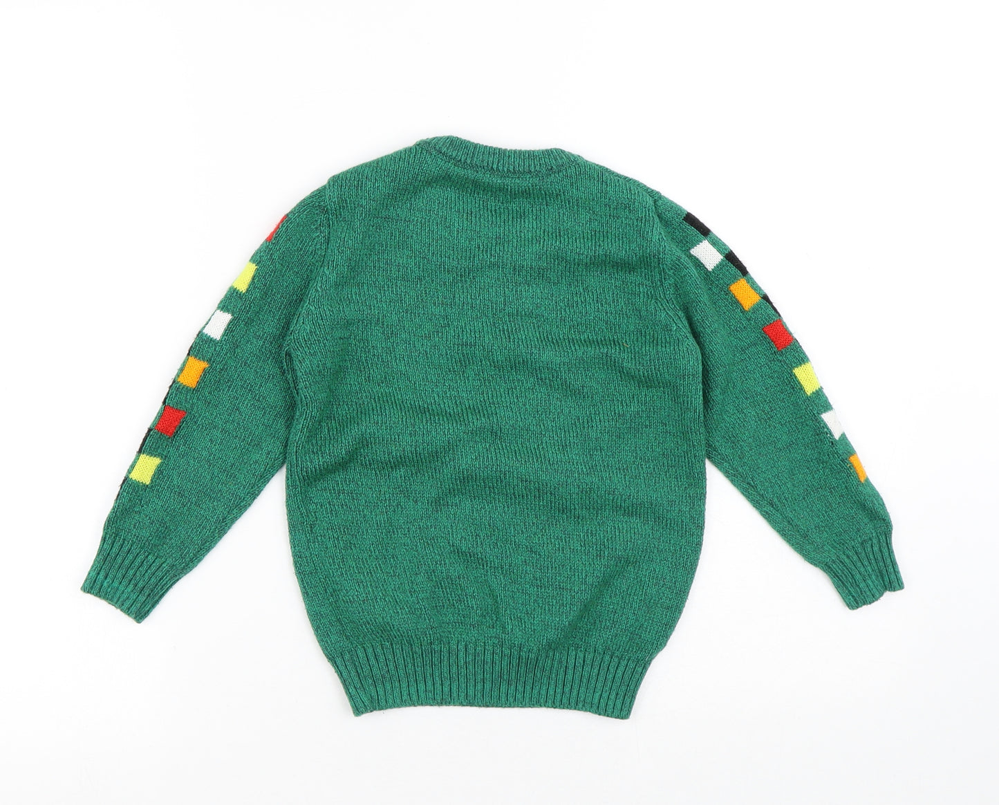 F&F Boys Green Round Neck Acrylic Pullover Jumper Size 4-5 Years - Christmas level up