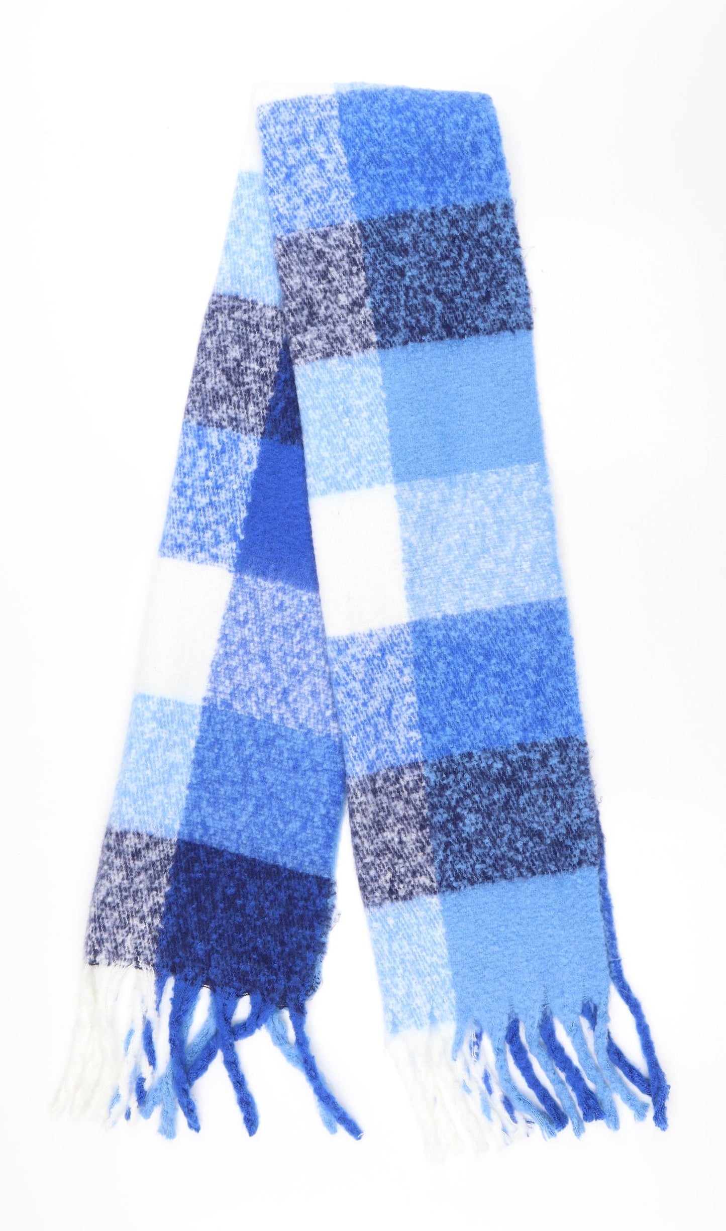 Savida Unisex Blue Check Wool Scarf