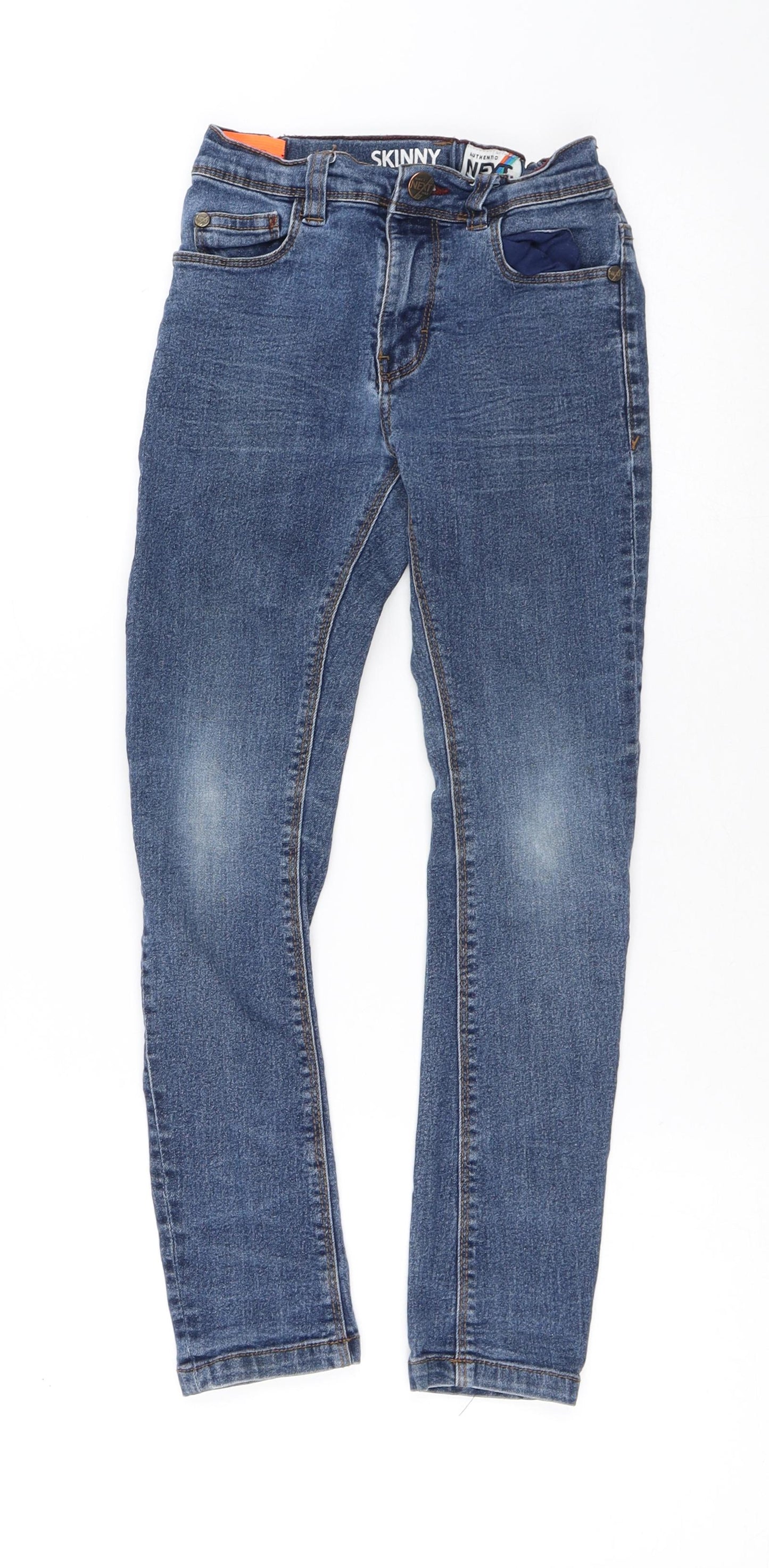 NEXT Boys Blue Cotton Skinny Jeans Size 8 Years Regular Button