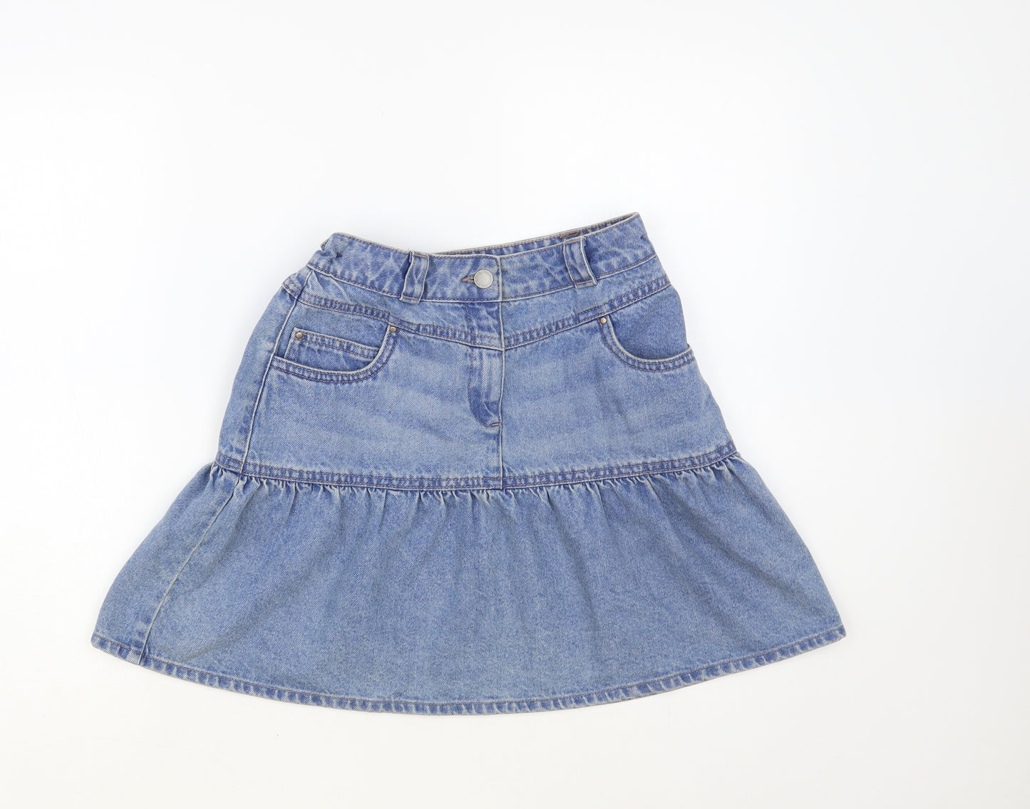 NEXT Girls Blue Cotton Mini Skirt Size 14 Years Regular Button