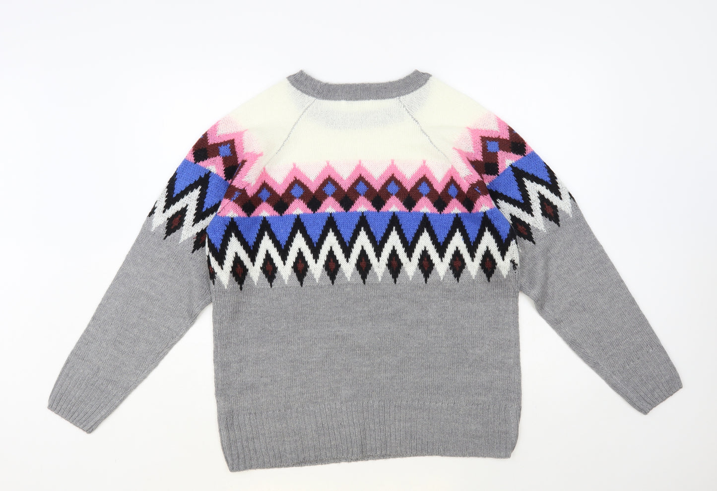 PEP & Co Womens Multicoloured Crew Neck Geometric Acrylic Pullover Jumper Size 12