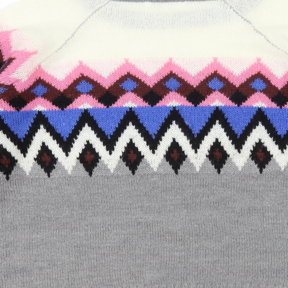 PEP & Co Womens Multicoloured Crew Neck Geometric Acrylic Pullover Jumper Size 12