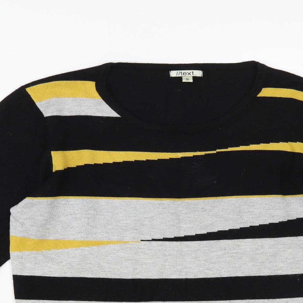 NEXT Womens Black Round Neck Geometric Viscose Pullover Jumper Size S