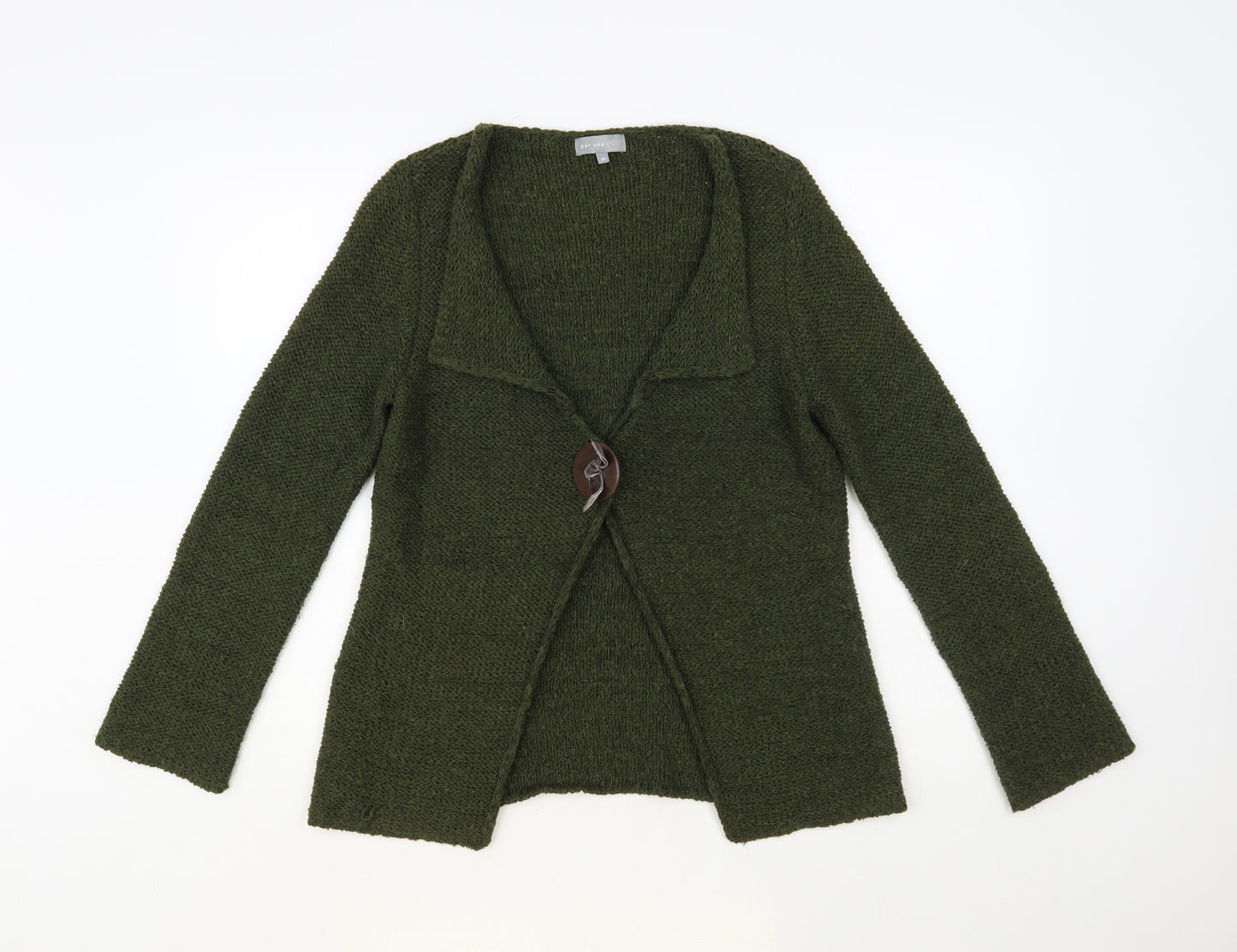 Per Una Womens Green Collared Acrylic Cardigan Jumper Size M