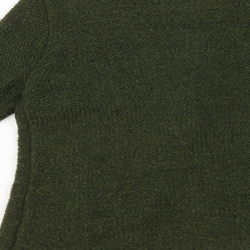 Per Una Womens Green Collared Acrylic Cardigan Jumper Size M