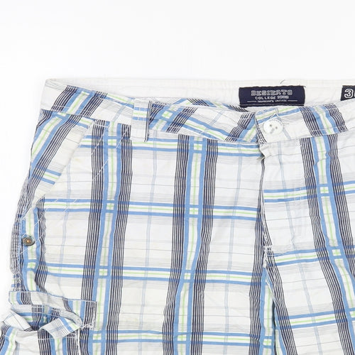 Desierto Mens Multicoloured Plaid Cotton Cargo Shorts Size 36 in L12 in Regular Button