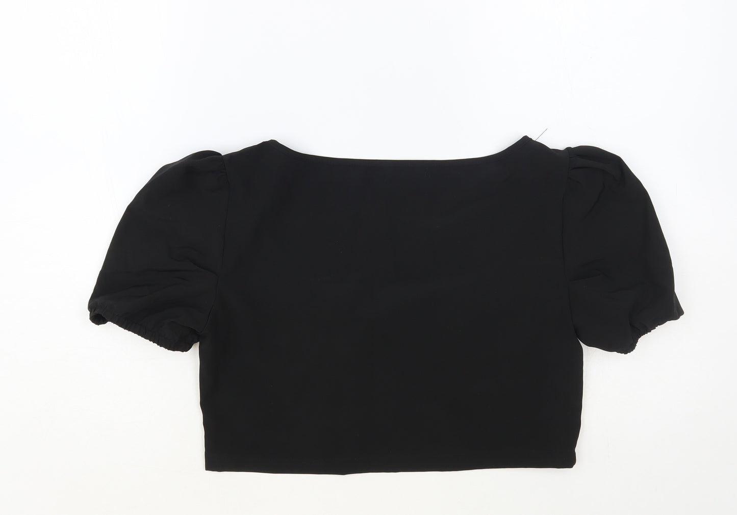 SheIn Womens Black Polyester Cropped Blouse Size L Square Neck