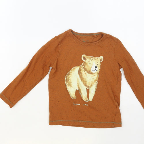 TU Boys Brown Cotton Pullover T-Shirt Size 2-3 Years Crew Neck Pullover - Bear Cub