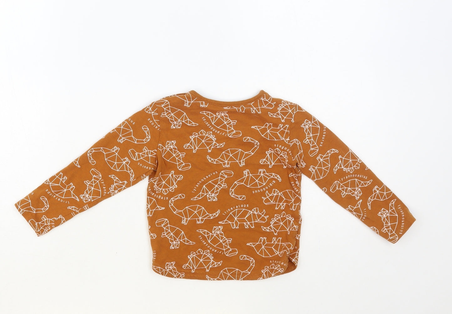 TU Baby Brown Geometric Cotton Pullover T-Shirt Size 18-24 Months Crew Neck Pullover - Dinosaur Print