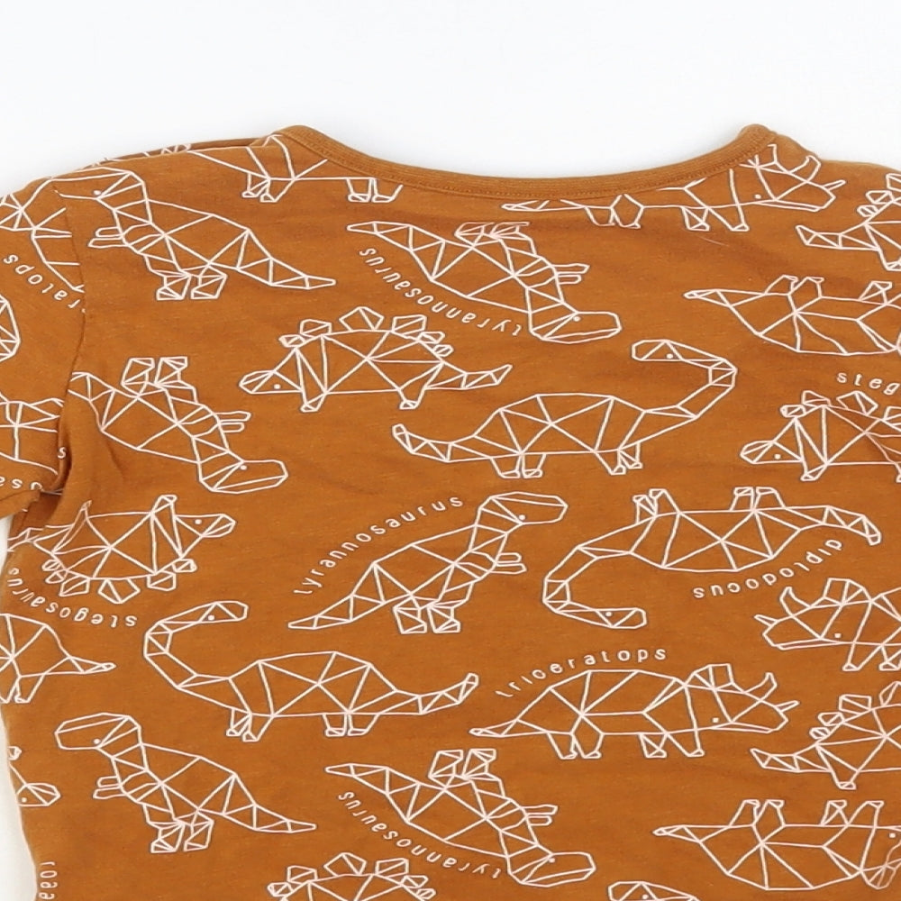 TU Baby Brown Geometric Cotton Pullover T-Shirt Size 18-24 Months Crew Neck Pullover - Dinosaur Print