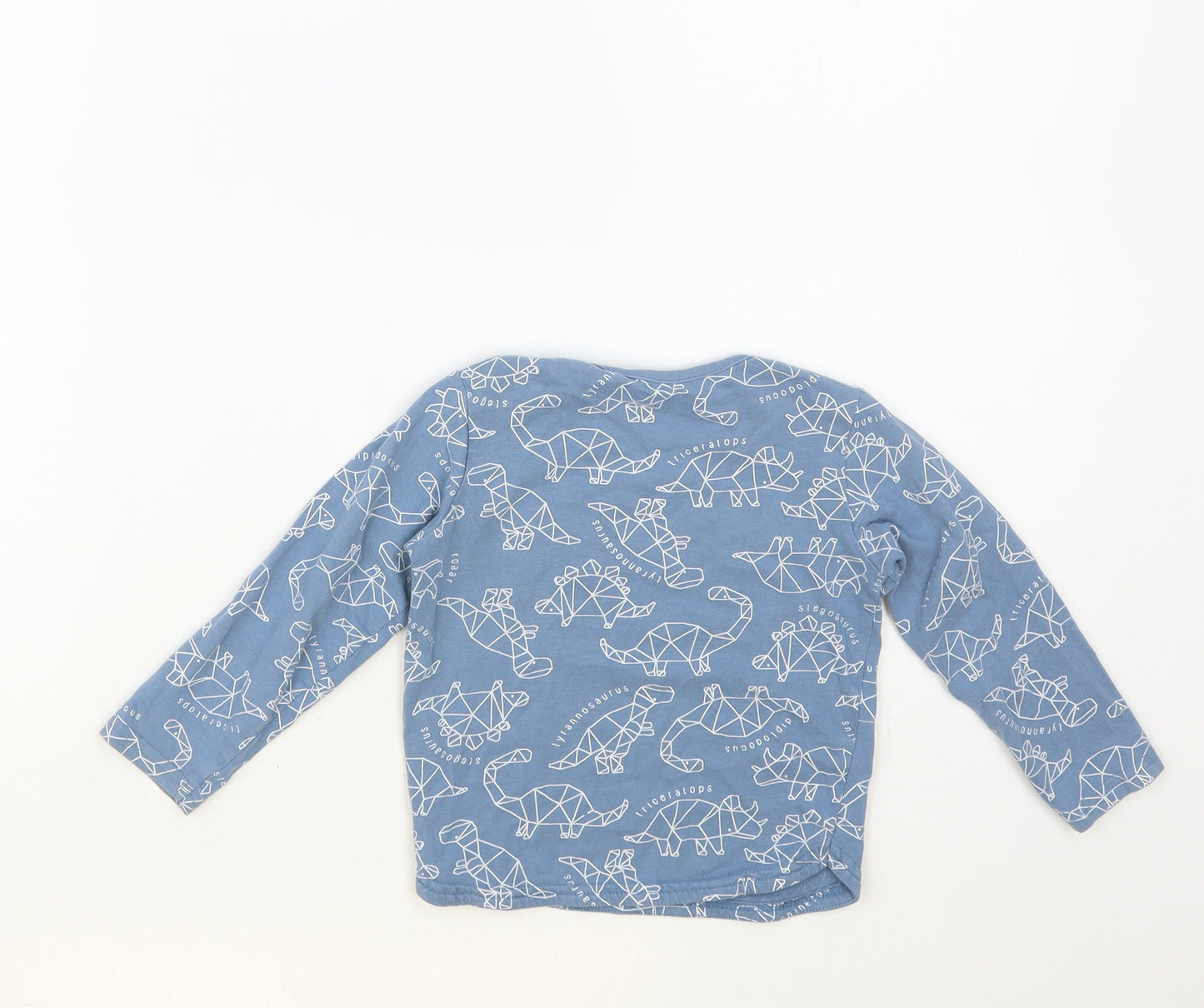 TU Baby Blue Geometric Cotton Pullover T-Shirt Size 18-24 Months Crew Neck Snap - Dinosaur Print