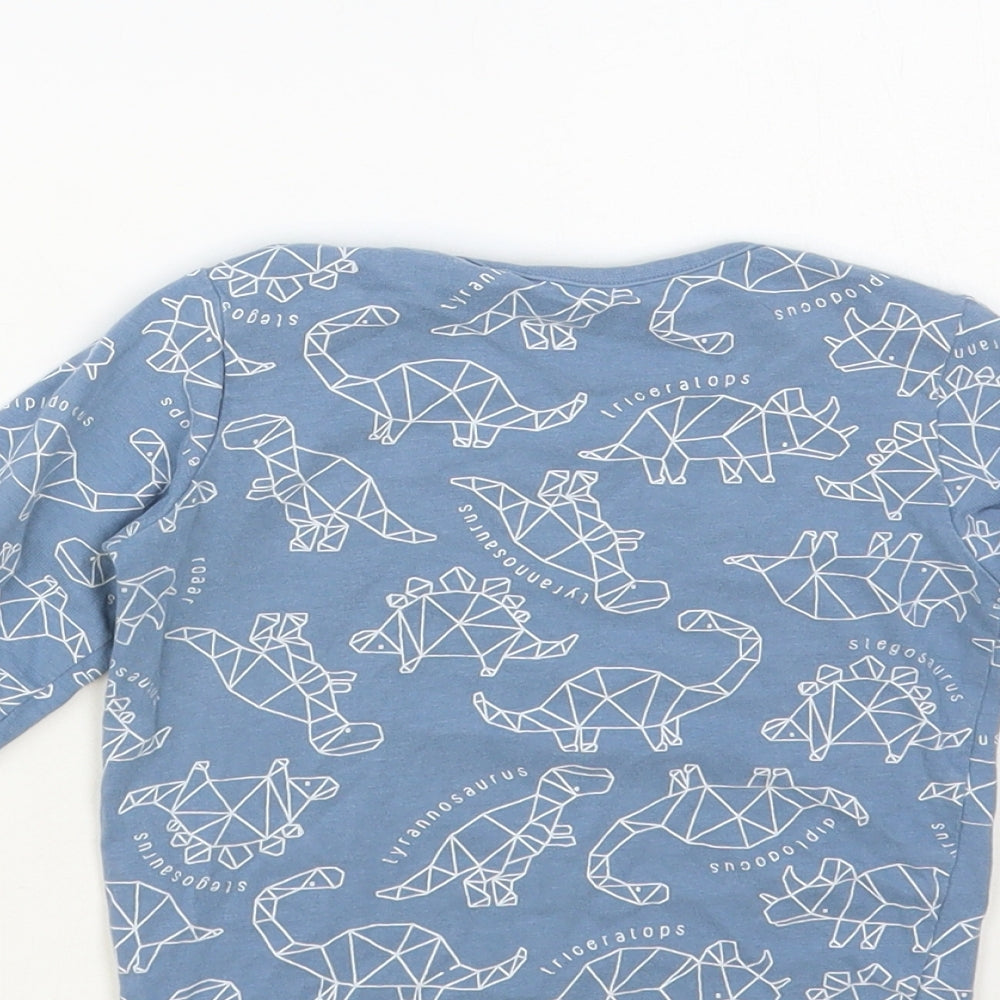 TU Baby Blue Geometric Cotton Pullover T-Shirt Size 18-24 Months Crew Neck Snap - Dinosaur Print
