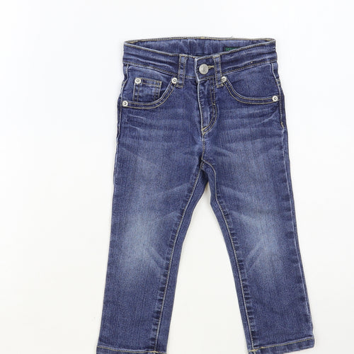 Benetton Boys Blue Cotton Straight Jeans Size 2 Years Regular Button