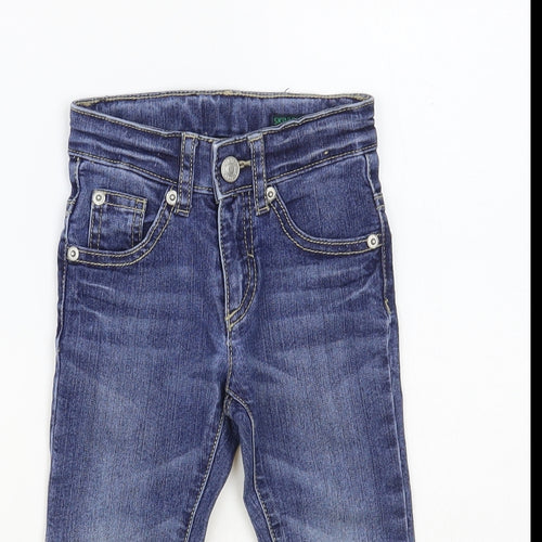 Benetton Boys Blue Cotton Straight Jeans Size 2 Years Regular Button