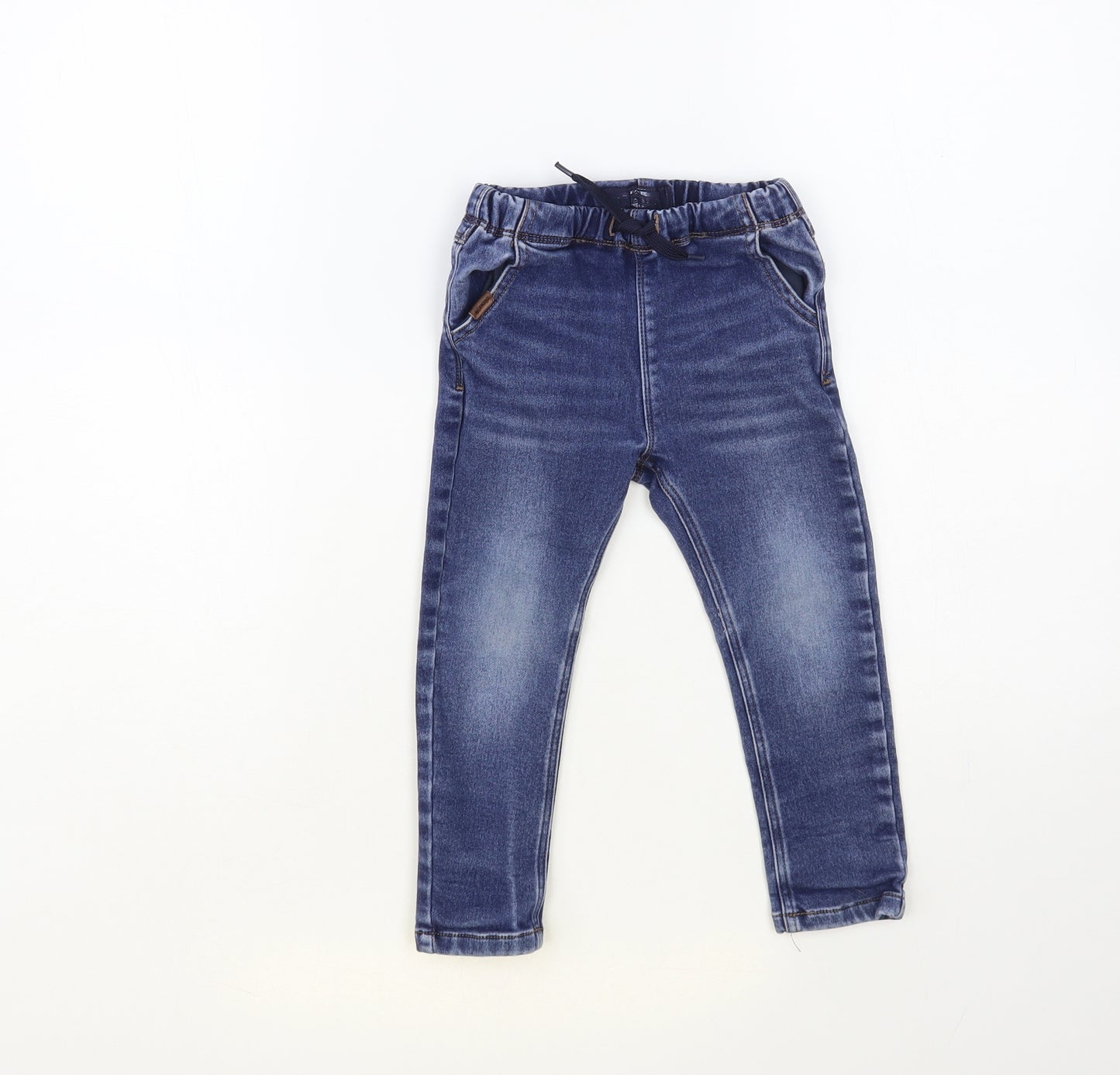 NEXT Boys Blue Cotton Skinny Jeans Size 2-3 Years Regular Drawstring