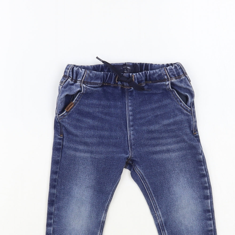 NEXT Boys Blue Cotton Skinny Jeans Size 2-3 Years Regular Drawstring