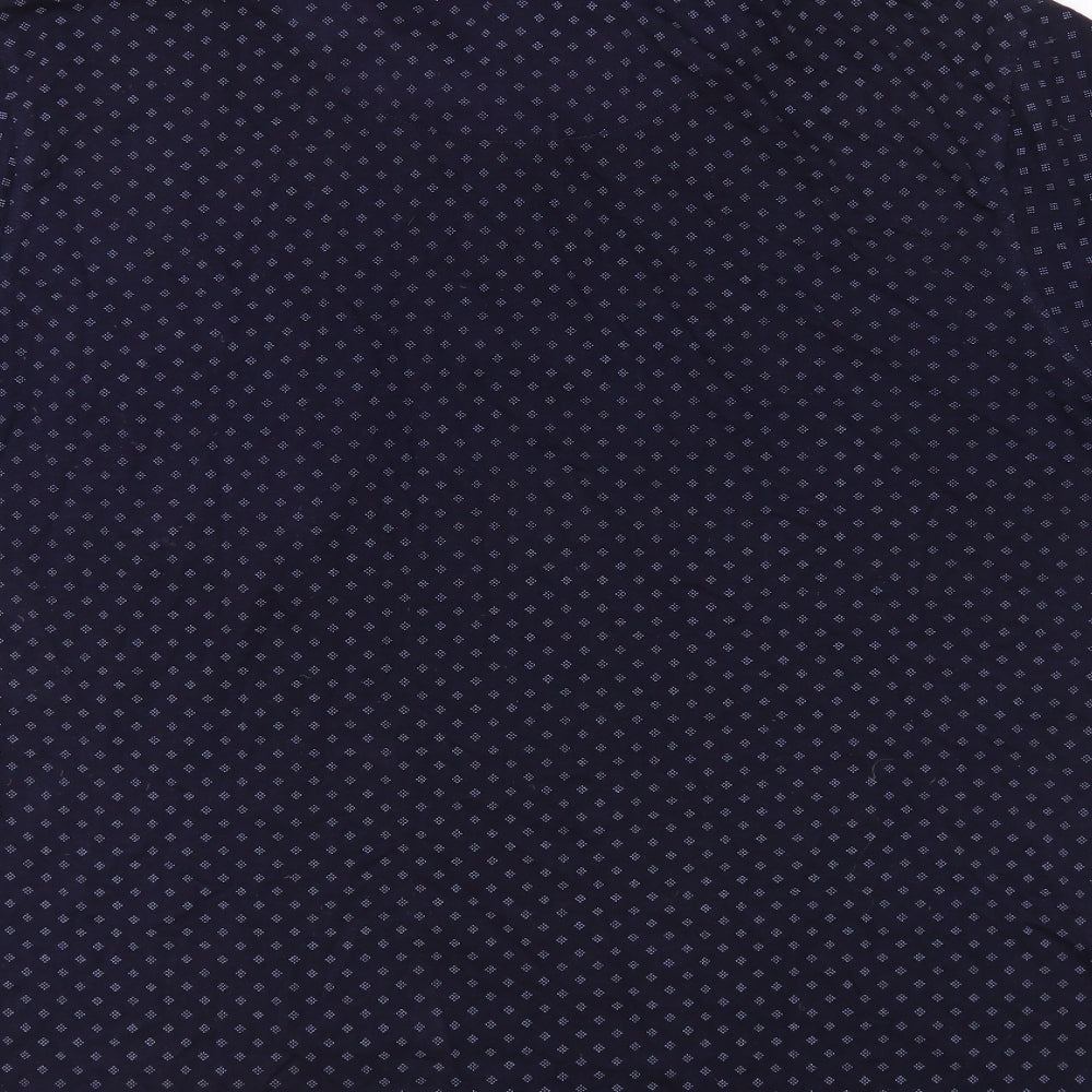 Dunnes Stores Mens Blue Geometric Cotton Polo Size 2XL Collared Button