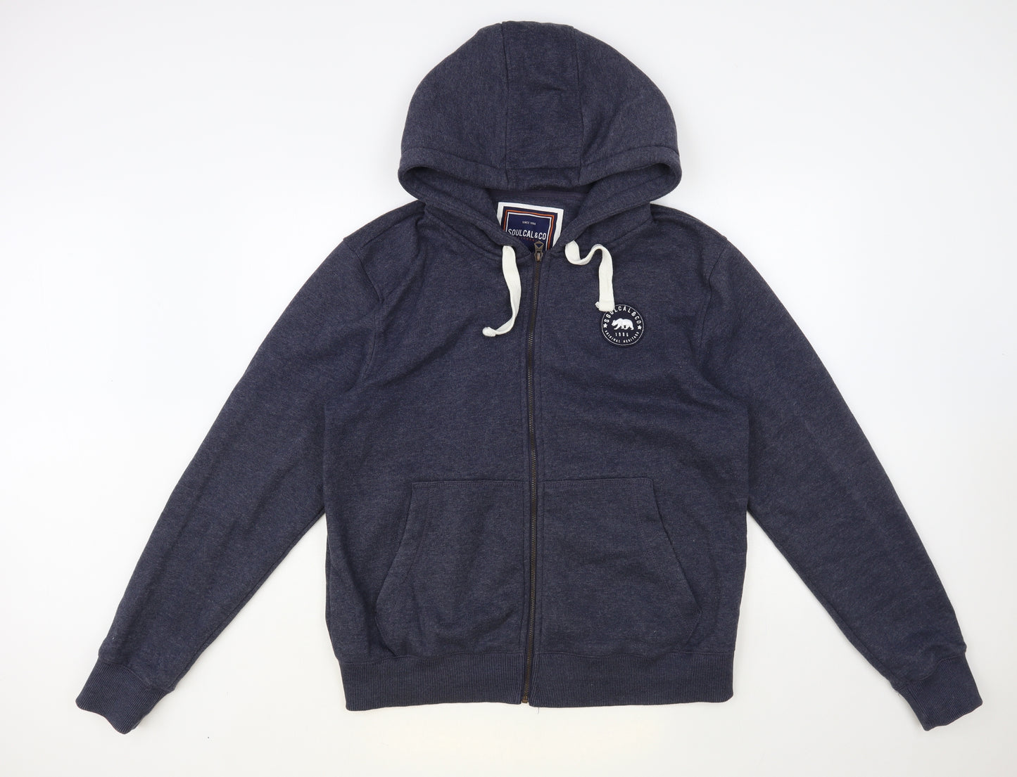 SoulCal&Co Mens Blue Cotton Full Zip Hoodie Size XL