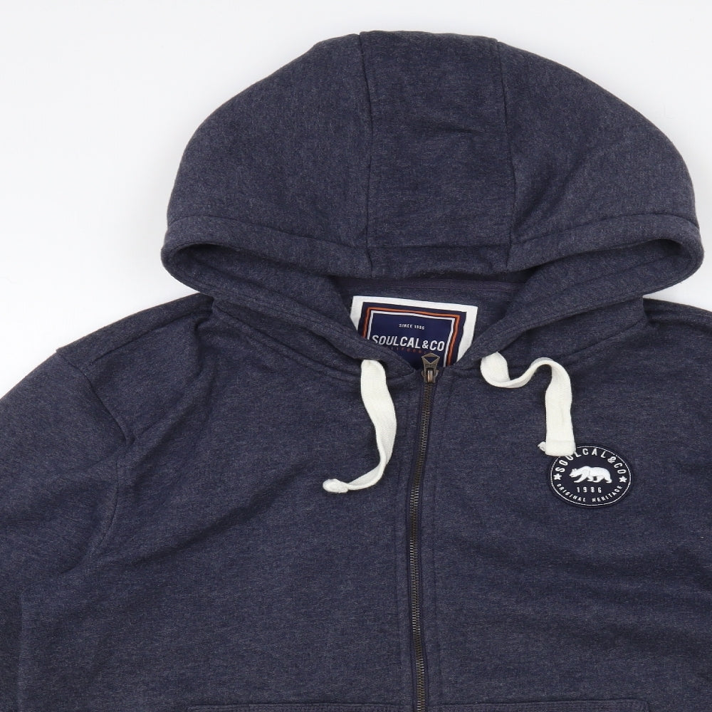 SoulCal&Co Mens Blue Cotton Full Zip Hoodie Size XL