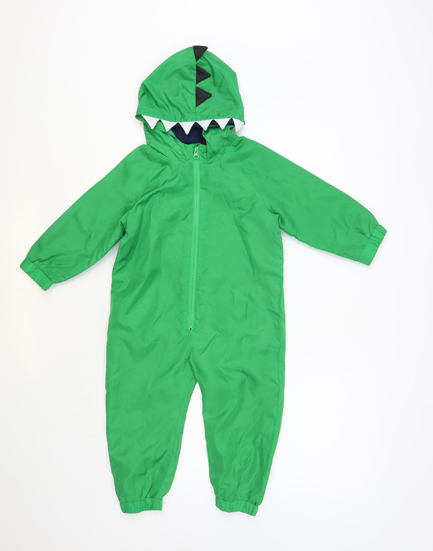 Matalan Boys Green Rain Coat Snowsuit Size 2-3 Years Zip - Dinosaur