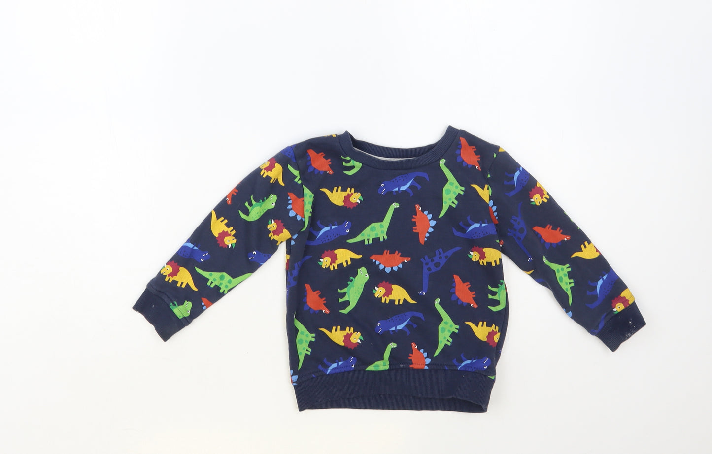 Dunnes Stores Boys Blue Geometric Cotton Pullover Sweatshirt Size 2-3 Years Pullover - Dinosaur Print