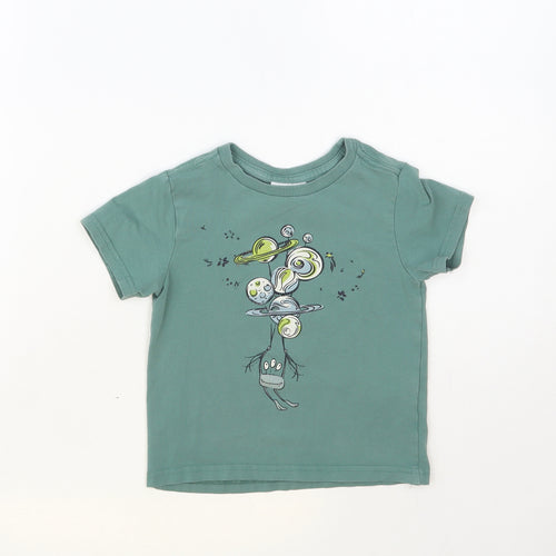 Tommy Bahama Boys Green Cotton Pullover T-Shirt Size 3 Years Crew Neck Pullover - Planets
