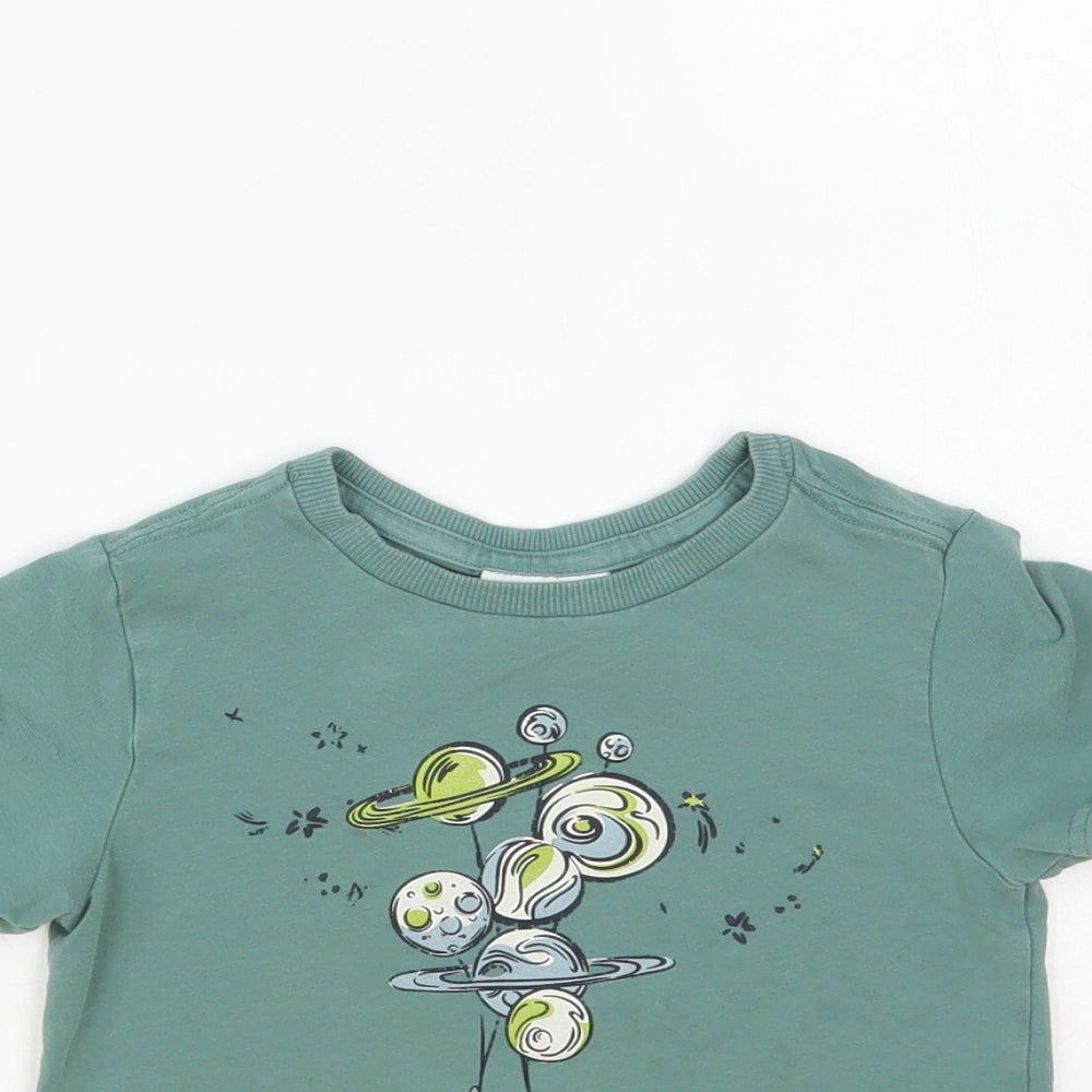 Tommy Bahama Boys Green Cotton Pullover T-Shirt Size 3 Years Crew Neck Pullover - Planets