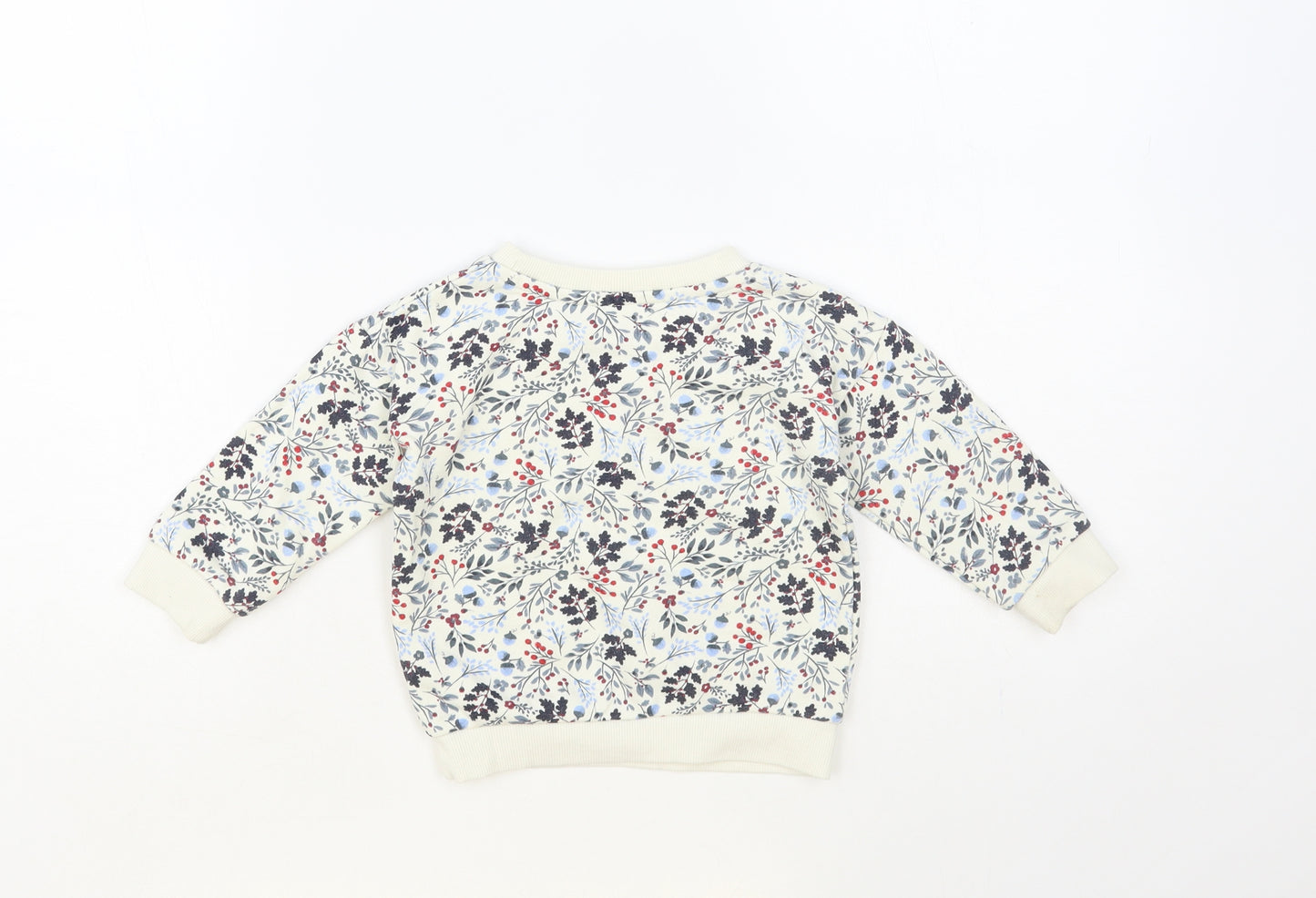 Primark Girls White Floral Cotton Pullover Jumper Size 9-12 Months Pullover