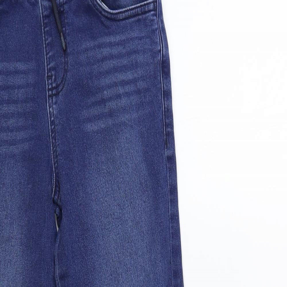 Denim & Co. Boys Blue Cotton Tapered Jeans Size 10-11 Years Regular Drawstring