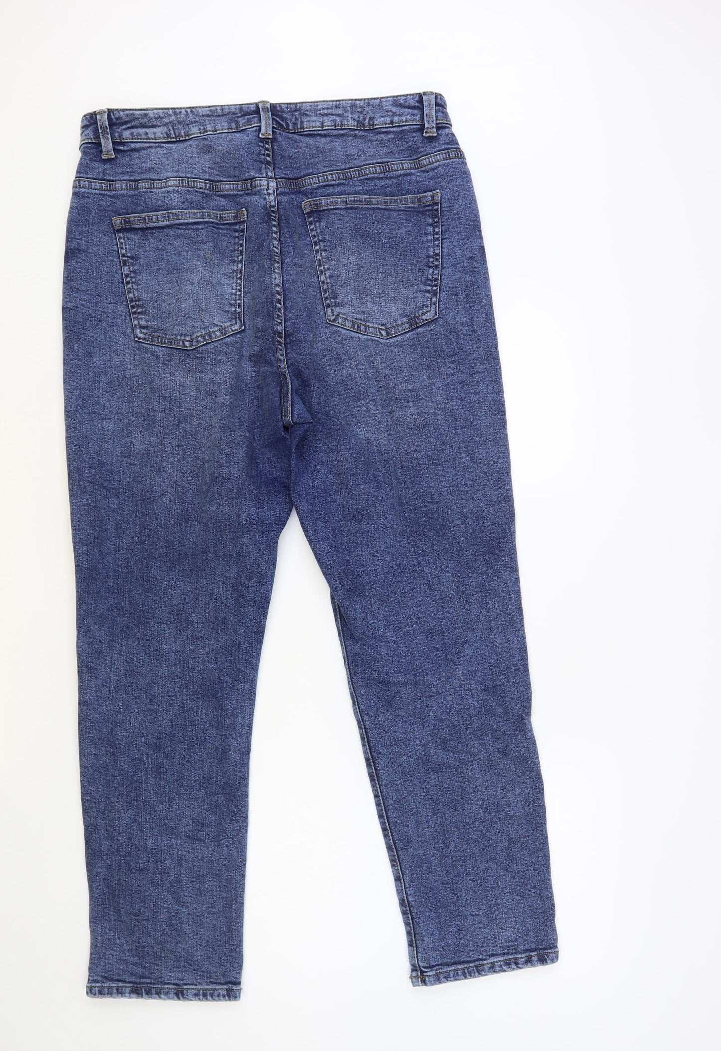 Denim & Co. Womens Blue Cotton Tapered Jeans Size 16 L28 in Regular Button