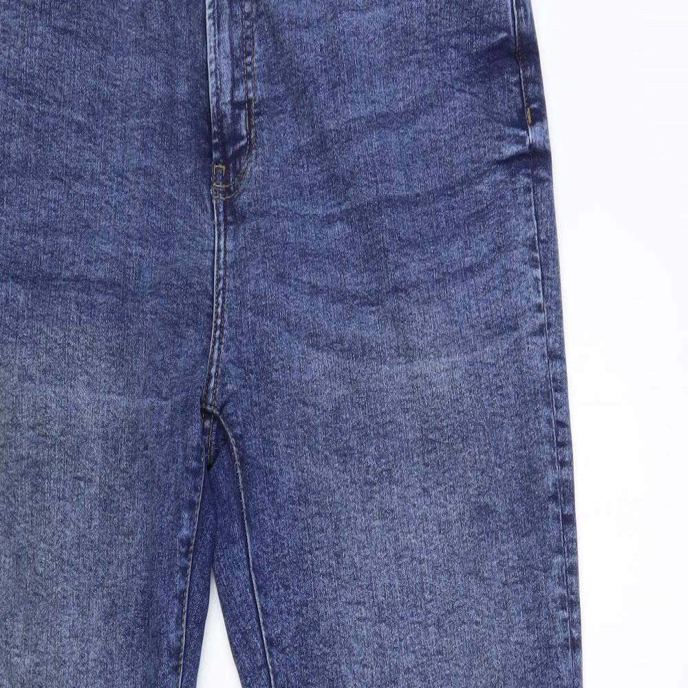 Denim & Co. Womens Blue Cotton Tapered Jeans Size 16 L28 in Regular Button