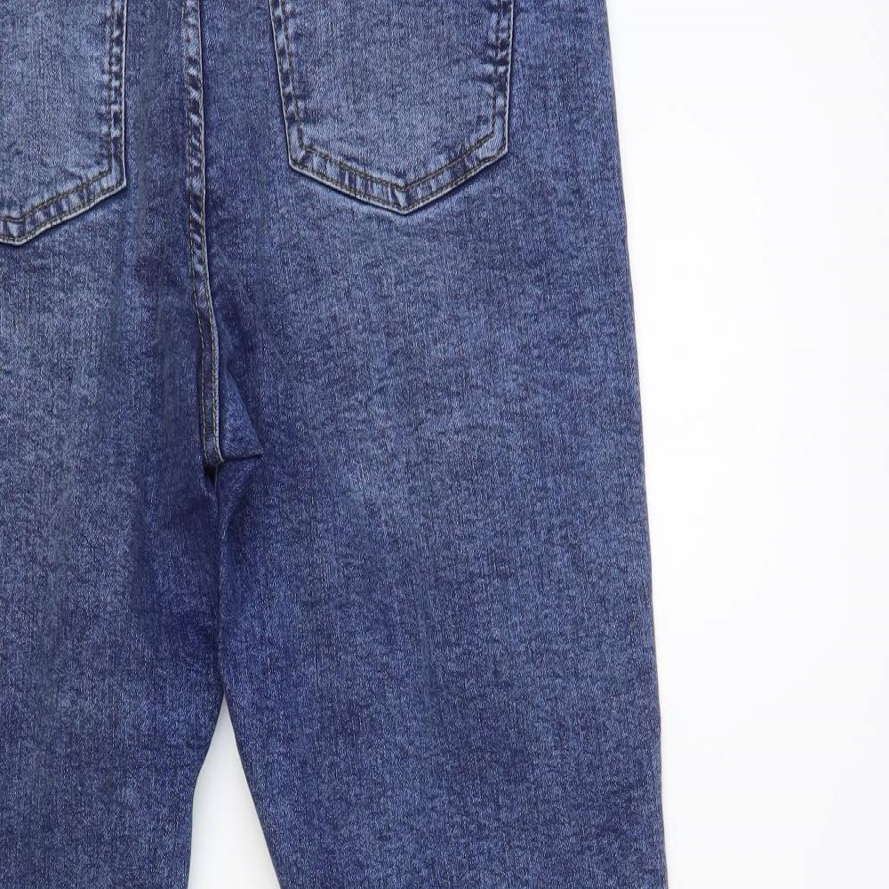 Denim & Co. Womens Blue Cotton Tapered Jeans Size 16 L28 in Regular Button