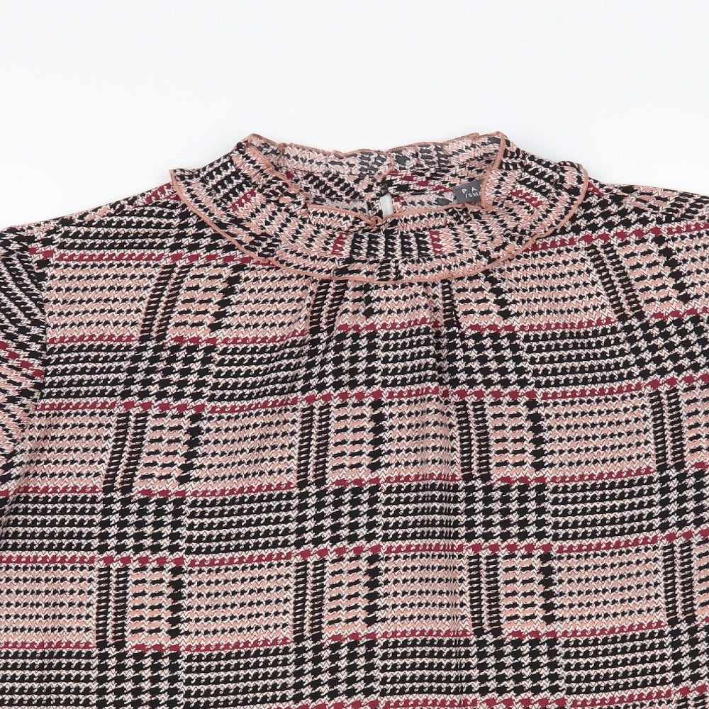 Papaya Womens Pink Plaid Polyester Basic Blouse Size 18 Mock Neck