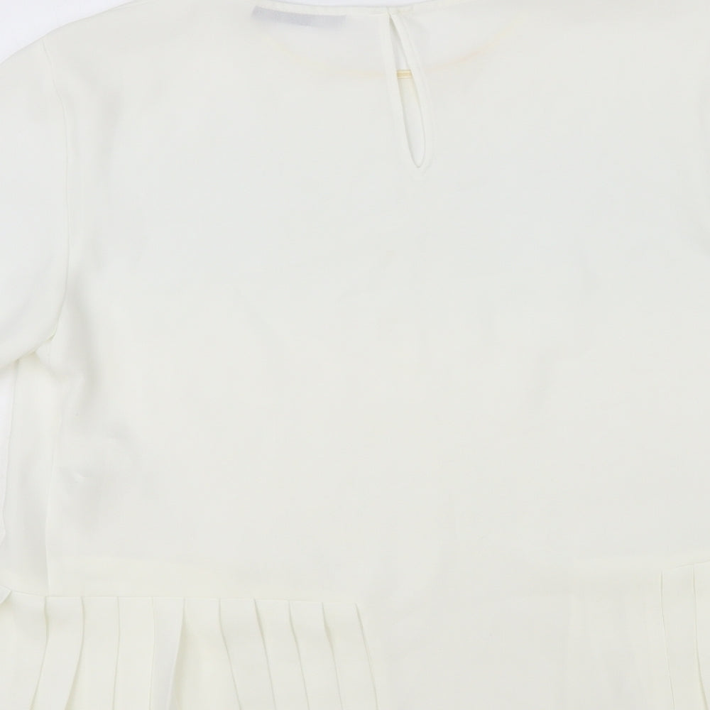 Zara Womens White Polyester Basic Blouse Size L Round Neck