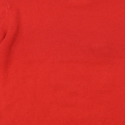 Preworn Womens Red Crew Neck Acrylic Pullover Jumper Size L - Christmas Pudding