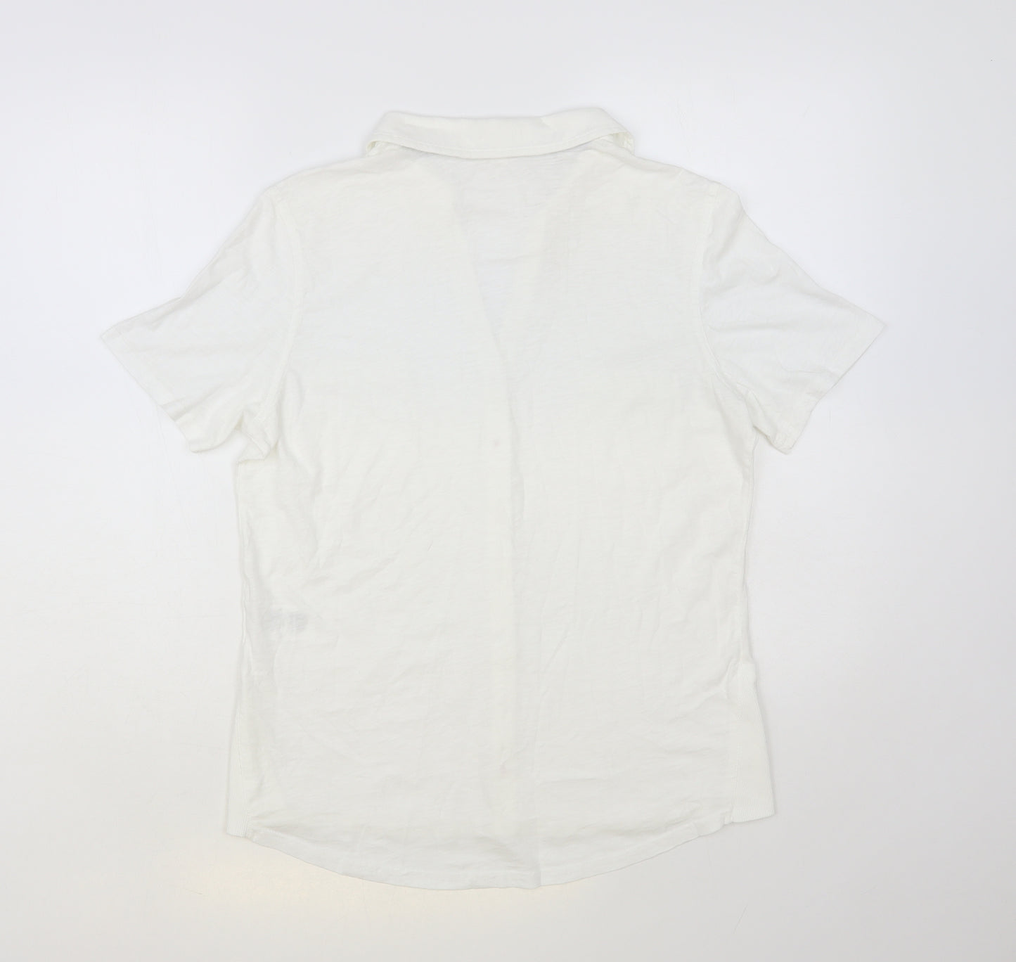 White Stuff Womens White Cotton Basic Button-Up Size 14 Collared