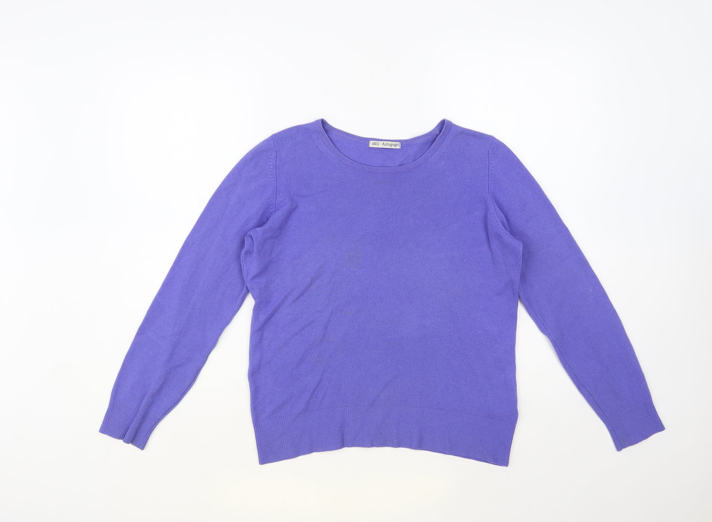 Marks and Spencer Womens Purple Round Neck Cashmere Pullover Jumper Size 10