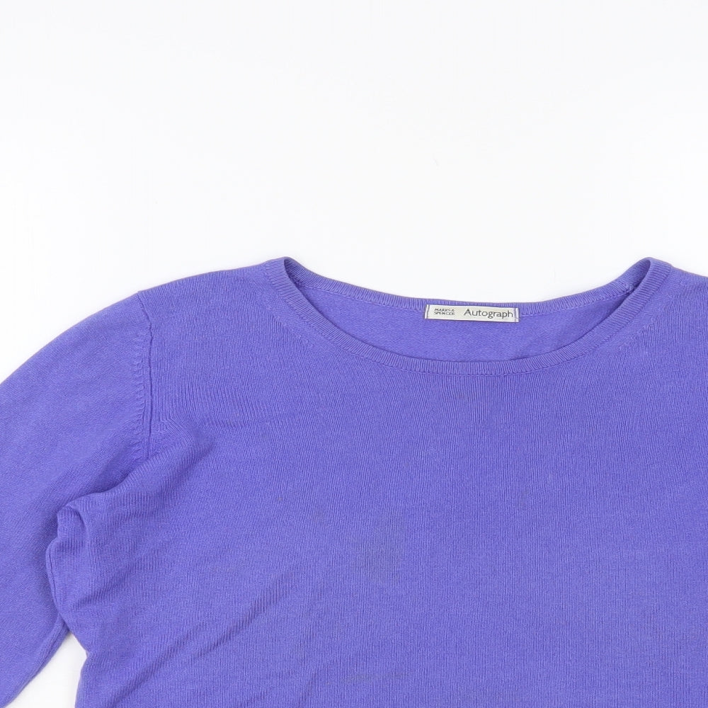 Marks and Spencer Womens Purple Round Neck Cashmere Pullover Jumper Size 10