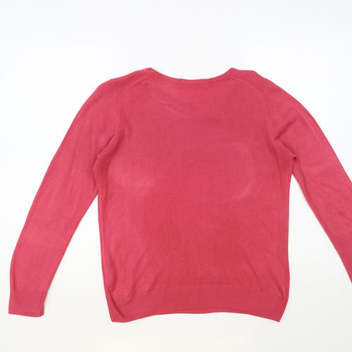 Marks and Spencer Womens Pink Round Neck Acrylic Pullover Jumper Size 10