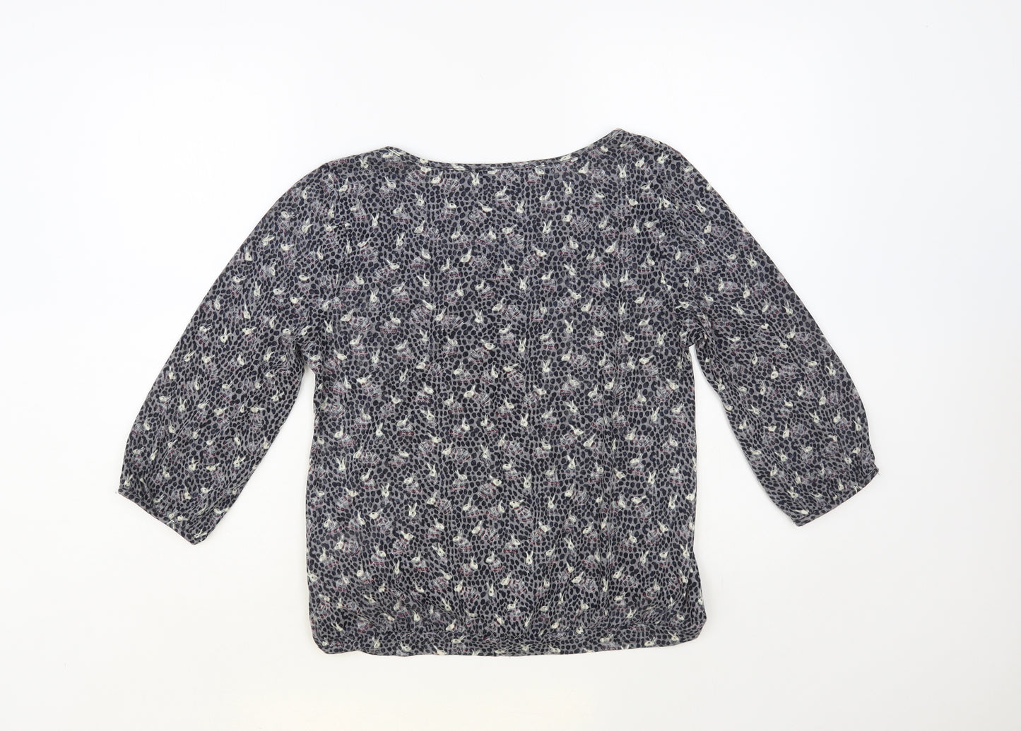 Per Una Womens Grey Animal Print Polyester Basic Blouse Size 10 Boat Neck - Rabbit Print