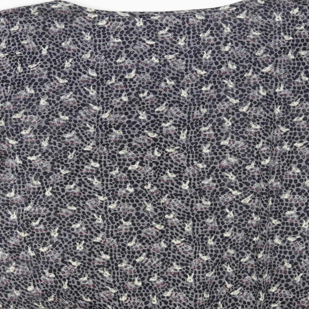 Per Una Womens Grey Animal Print Polyester Basic Blouse Size 10 Boat Neck - Rabbit Print