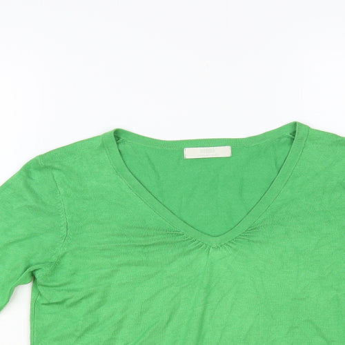 Marks and Spencer Womens Green V-Neck Viscose Pullover Jumper Size 10