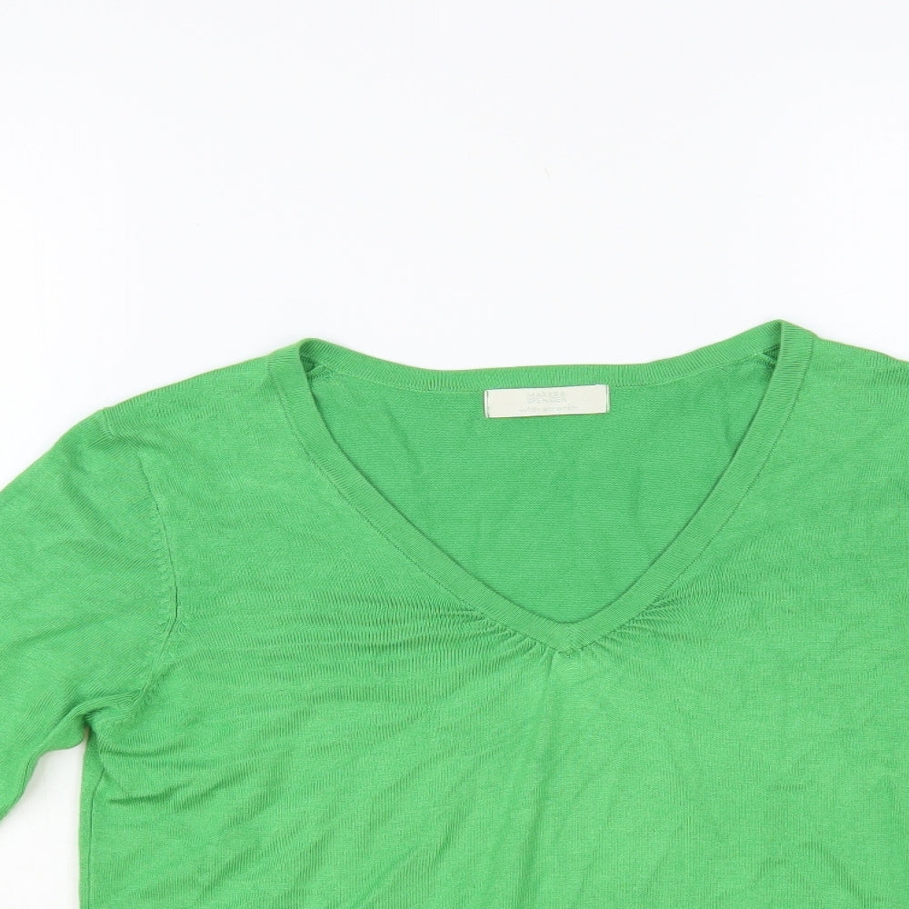 Marks and Spencer Womens Green V-Neck Viscose Pullover Jumper Size 10