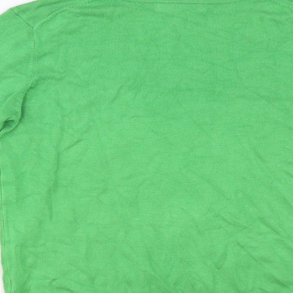 Marks and Spencer Womens Green V-Neck Viscose Pullover Jumper Size 10