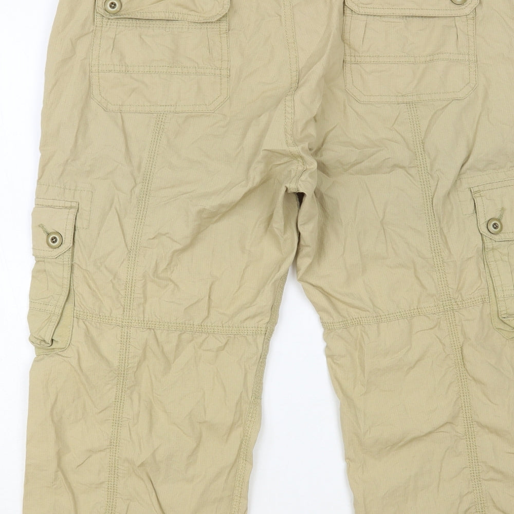 Blue Inc Mens Beige Cotton Cropped Trousers Size L L22 in Regular Button - Cargo