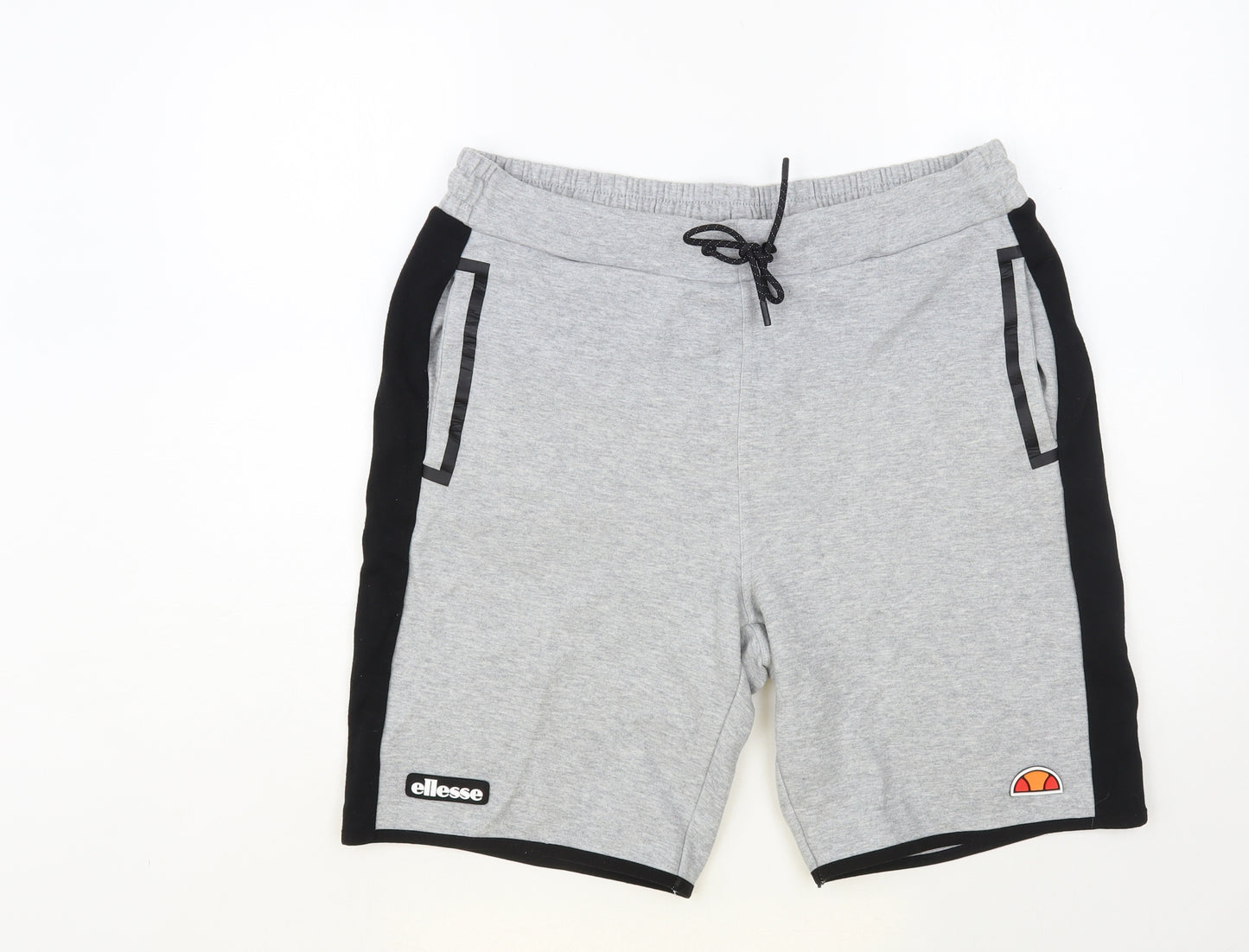 Ellesse Mens Grey Cotton Sweat Shorts Size XL L9 in Regular Drawstring