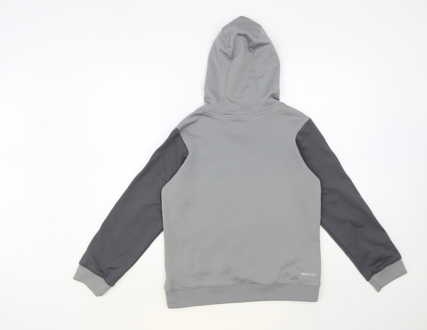 Nike Boys Grey Colourblock Polyester Pullover Hoodie Size 9-10 Years Pullover